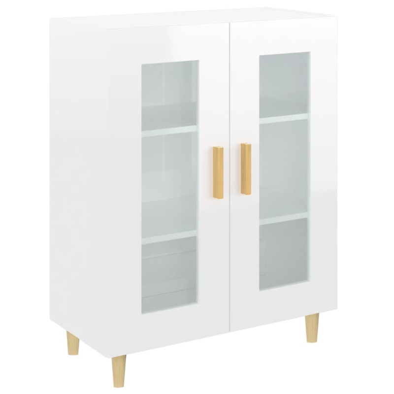 Buffet Blanc brillant 69,5x34x90 cm Bois d ingénierie