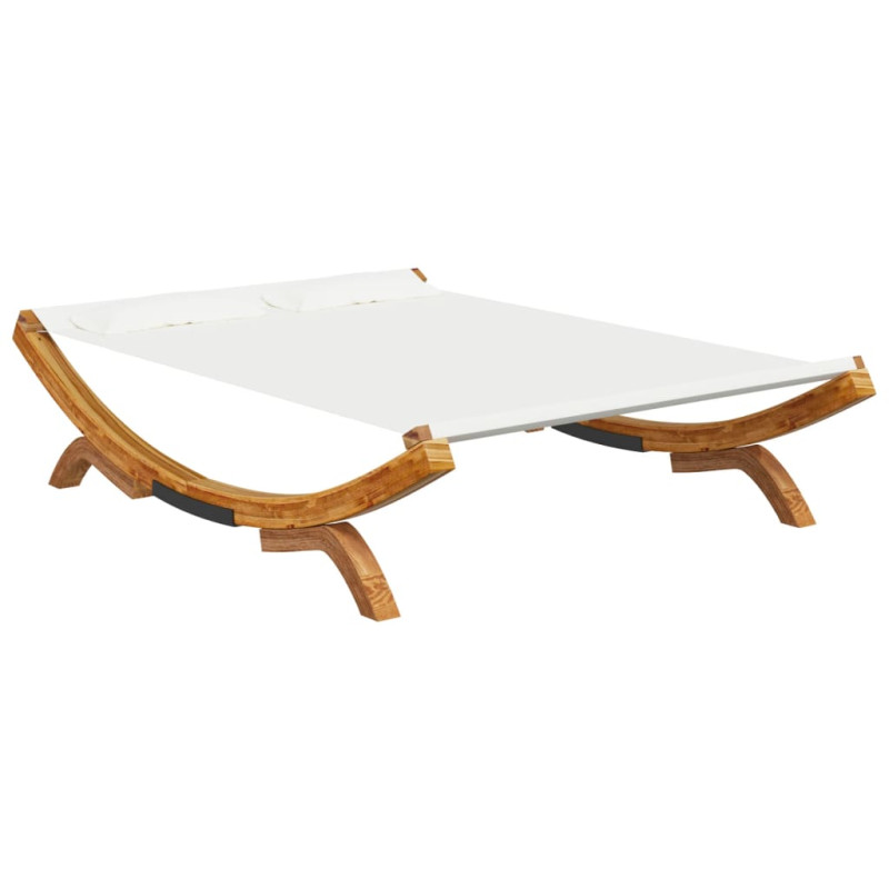 Lit de repos extérieur 165x188,5x46 cm Bois courbé massif Crème