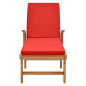 Chaise longue avec coussin Bois de teck solide Rouge