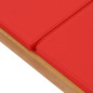 Chaise longue avec coussin Bois de teck solide Rouge