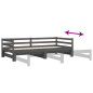 Lit coulissant sans matelas gris 2x(90x200) cm