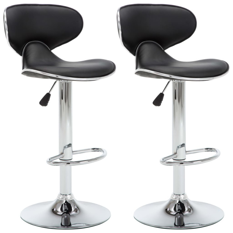 Tabourets de bar lot de 2 noir similicuir