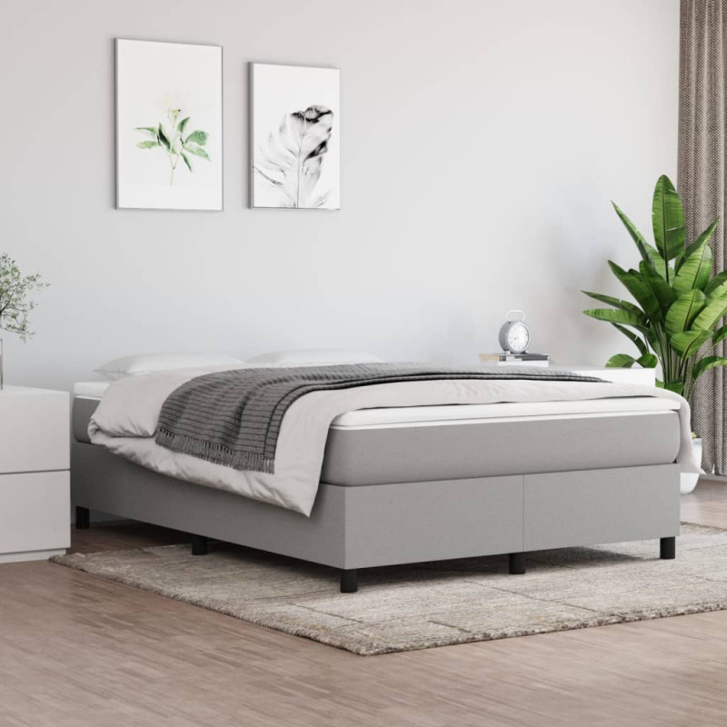 Cadre de lit sans matelas gris clair 140x190 cm tissu