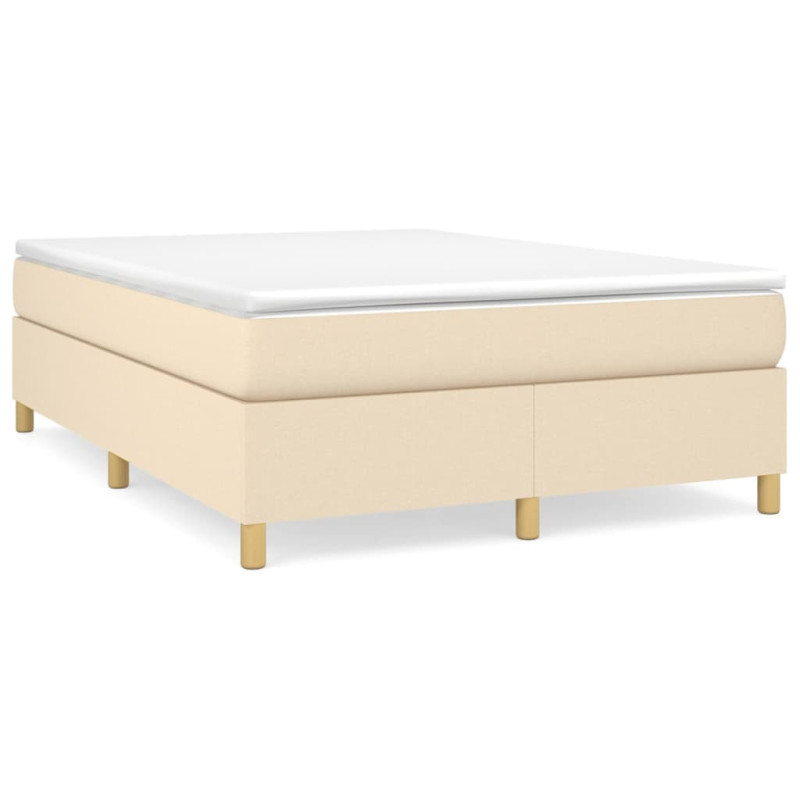 Cadre de lit sans matelas crème 140x190 cm tissu