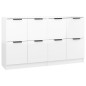 Buffets 2 pcs Blanc brillant 60x30x70 cm Bois d ingénierie