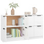 Buffets 2 pcs Blanc brillant 60x30x70 cm Bois d ingénierie