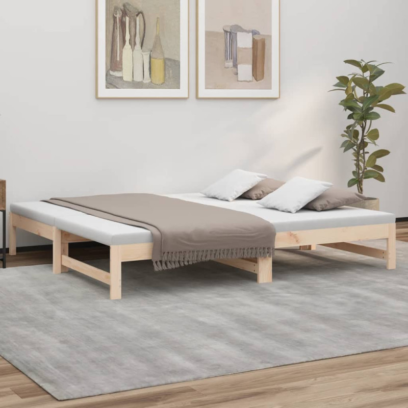 Lit coulissant sans matelas 2x(90x190) cm Bois de pin massif