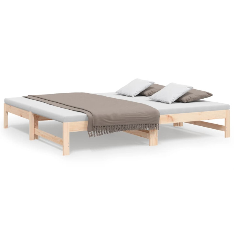 Lit coulissant sans matelas 2x(90x190) cm Bois de pin massif