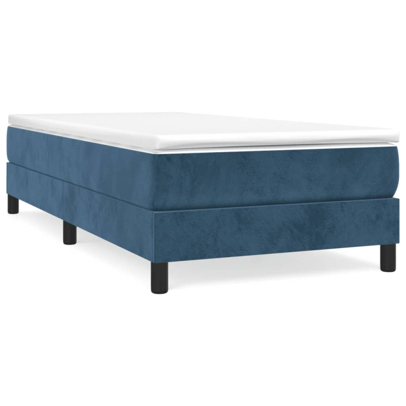 Cadre de lit sans matelas bleu foncé 90x200 cm velours