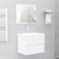 Ensemble de meubles de bain blanc brillant bois d ingénierie