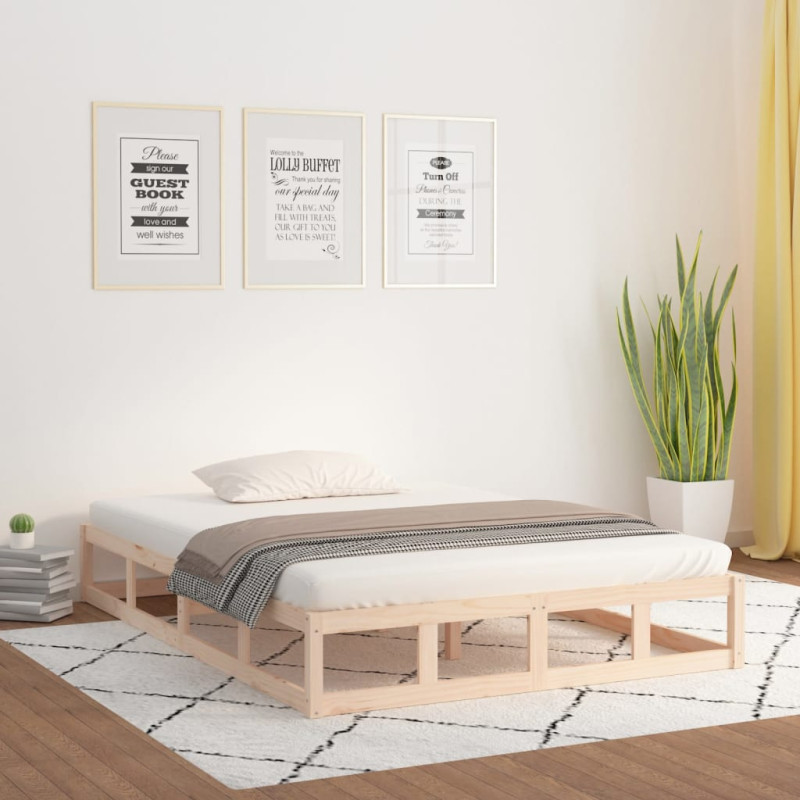 Cadre de lit sans matelas 140x190 cm bois massif