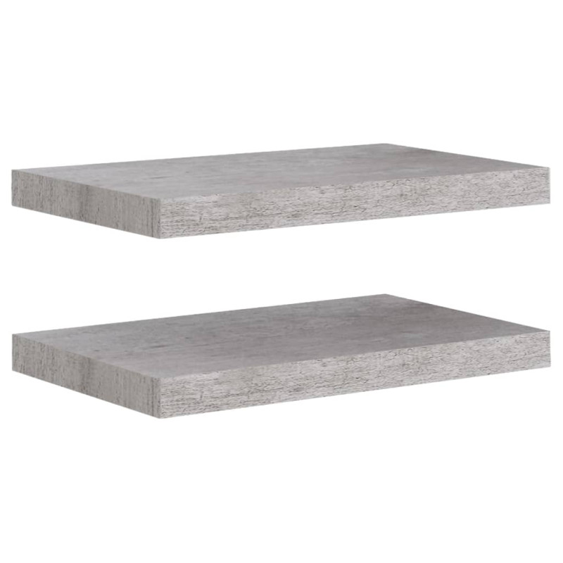 Étagères murales flottantes 2 pcs gris béton 50x23x3,8 cm MDF