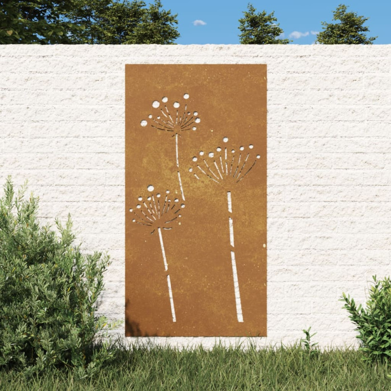 Décoration murale jardin 105x55 cm acier corten design de fleur