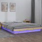 Cadre de lit à LED sans matelas 140x190 cm bois massif