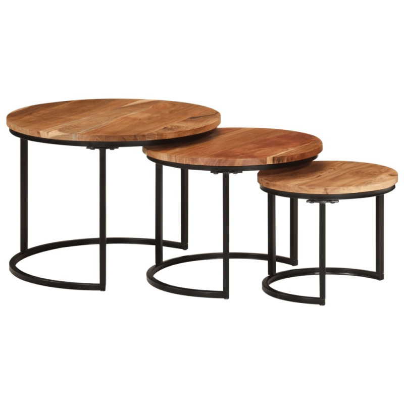 Tables gigognes 3 pcs bois massif d acacia