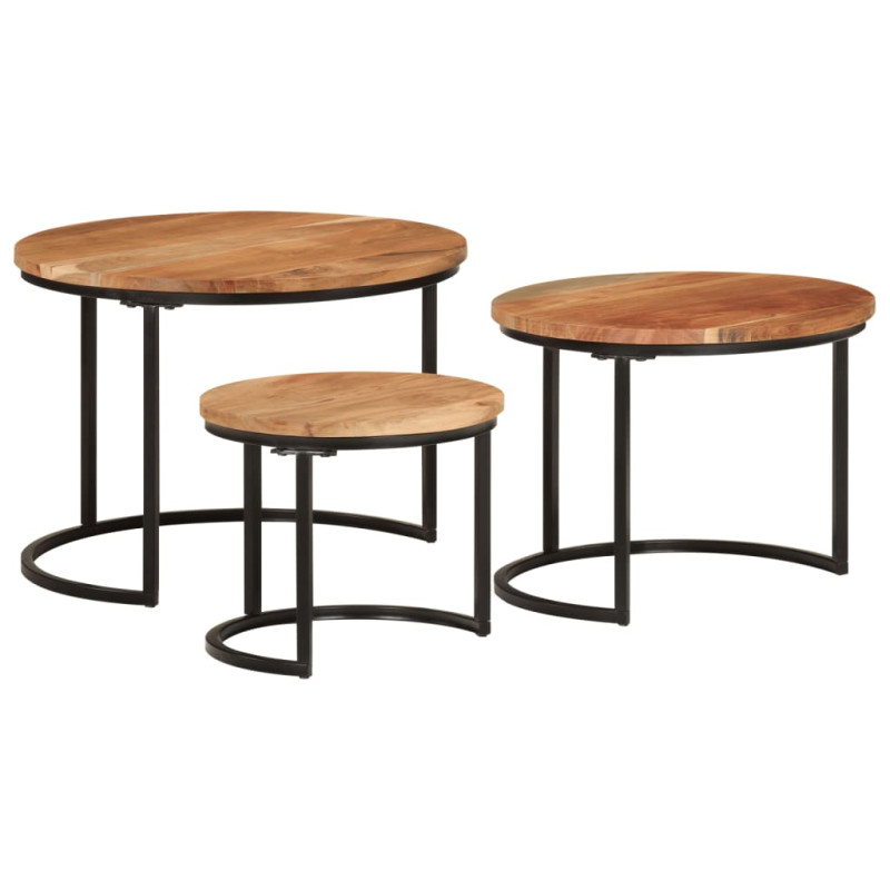 Tables gigognes 3 pcs bois massif d acacia