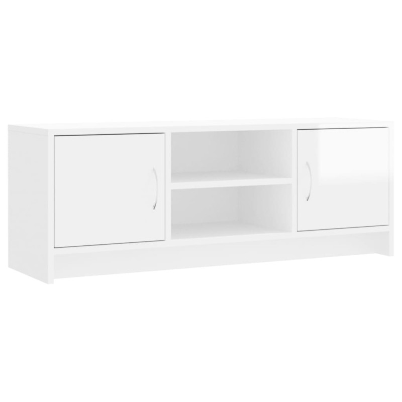 Meuble TV blanc brillant 102x30x37,5 cm bois d ingénierie