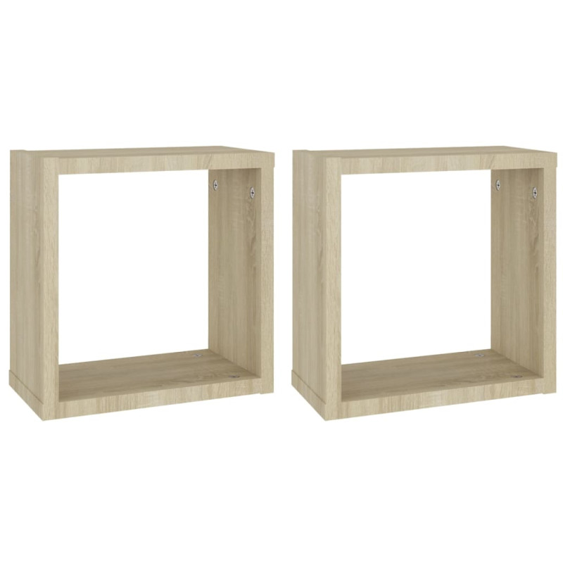 Étagères cube murales 2 pcs chêne sonoma 30x15x30 cm