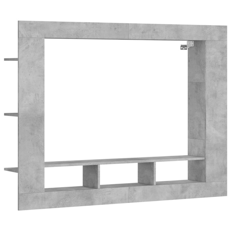 Meuble TV gris béton 152x22x113 cm bois d ingénierie