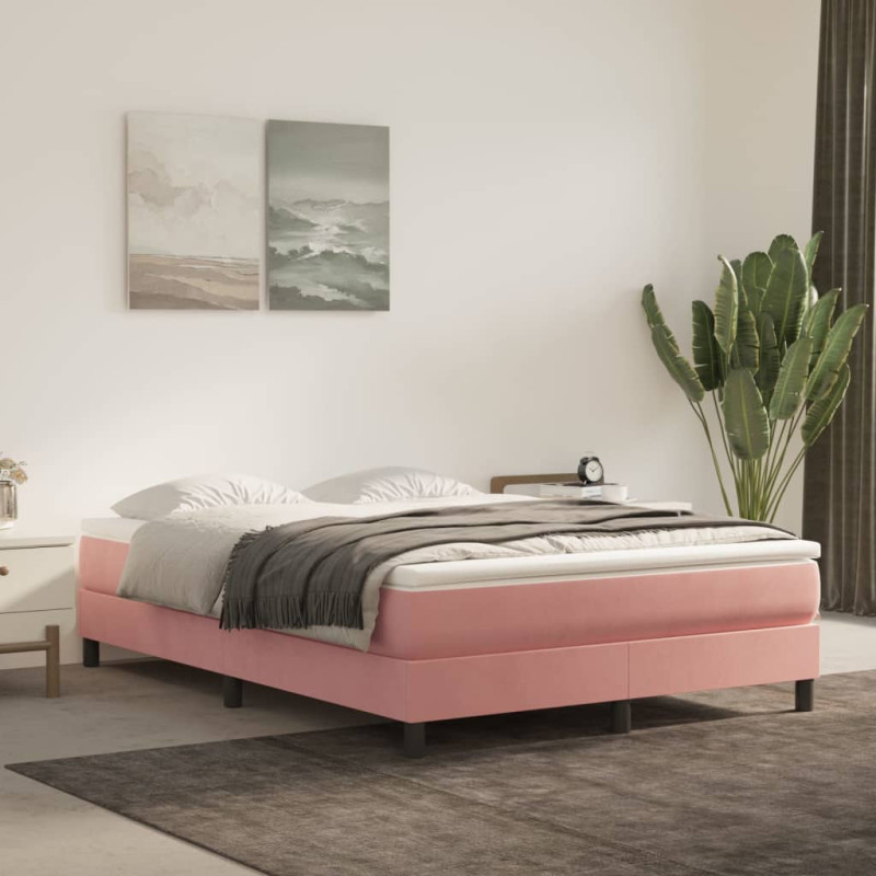 Cadre de lit sans matelas rose 140x190 cm velours