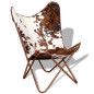 Chaise papillon marron et blanc cuir de vache