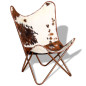 Chaise papillon marron et blanc cuir de vache