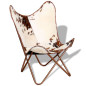 Chaise papillon marron et blanc cuir de vache