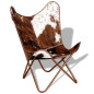 Chaise papillon marron et blanc cuir de vache