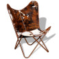 Chaise papillon marron et blanc cuir de vache