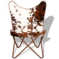 Chaise papillon marron et blanc cuir de vache