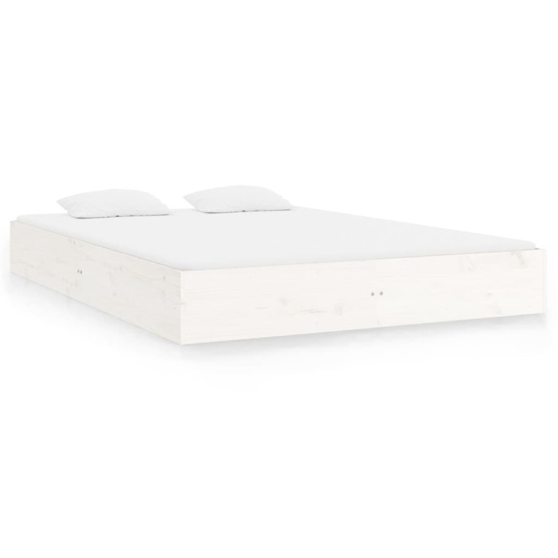 Cadre de lit sans matelas blanc bois massif 140x200 cm