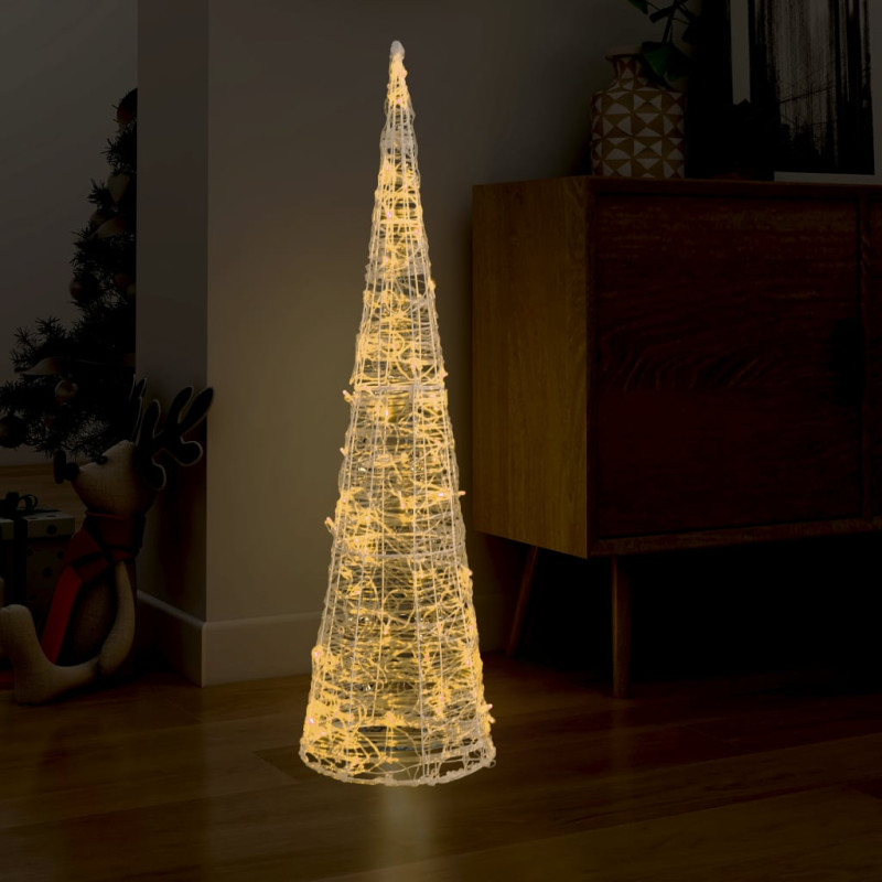 Cône lumineux décoratif pyramide LED acrylique blanc 120cm