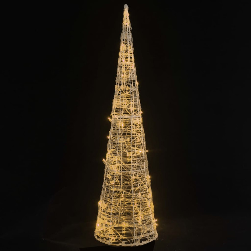 Cône lumineux décoratif pyramide LED acrylique blanc 120cm