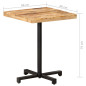 Table de bistro Carrée 60x60x75 cm Bois de manguier brut