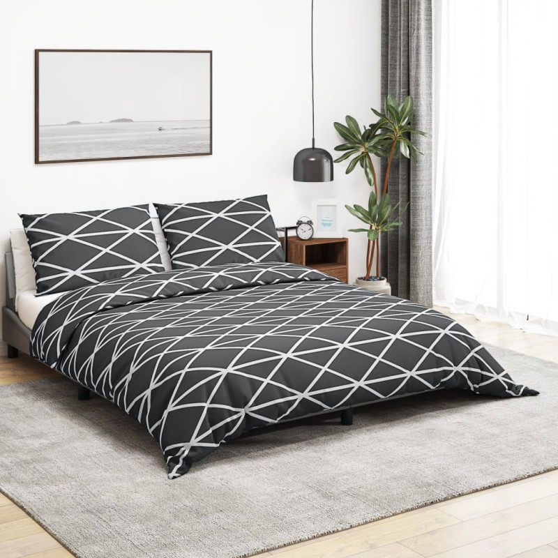 Ensemble de housse de couette Gris 200x220 cm Coton