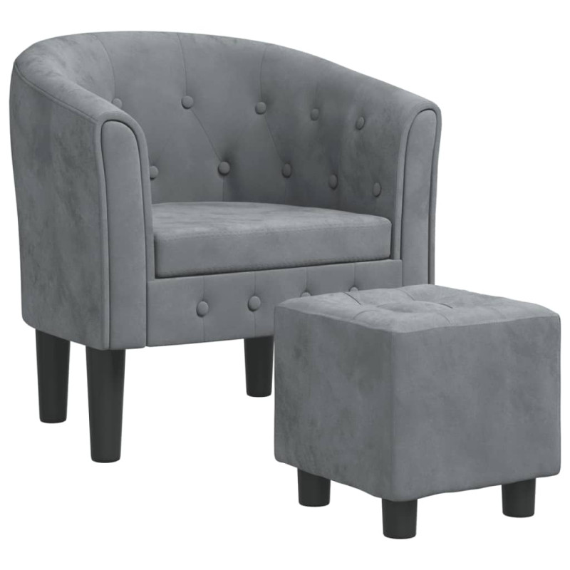 Fauteuil avec repose pied gris foncé velours