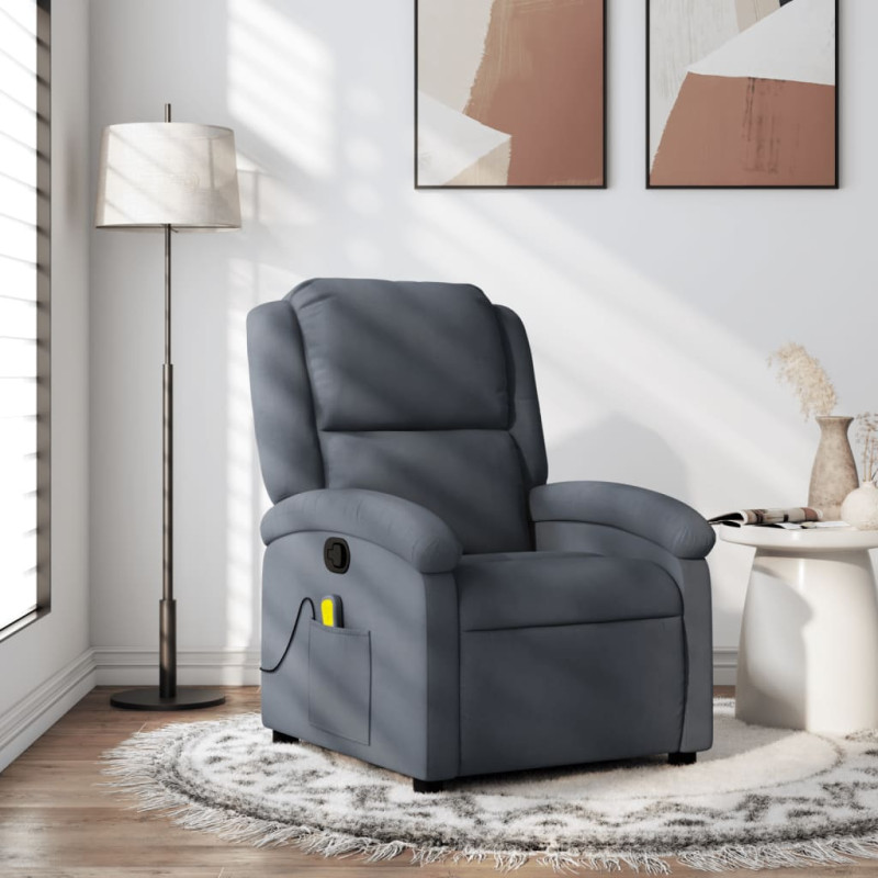 Fauteuil de massage inclinable gris foncé velours