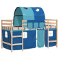 Lit mezzanine enfants avec tunnel sans matelas bleu 90x200 cm