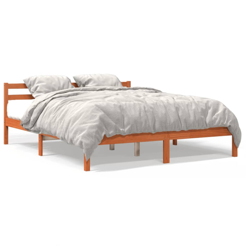 Cadre de lit sans matelas cire marron 180x200cm bois pin massif