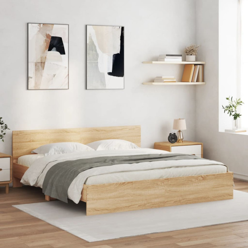 Cadre de lit sans matelas chêne sonoma 180x200 cm