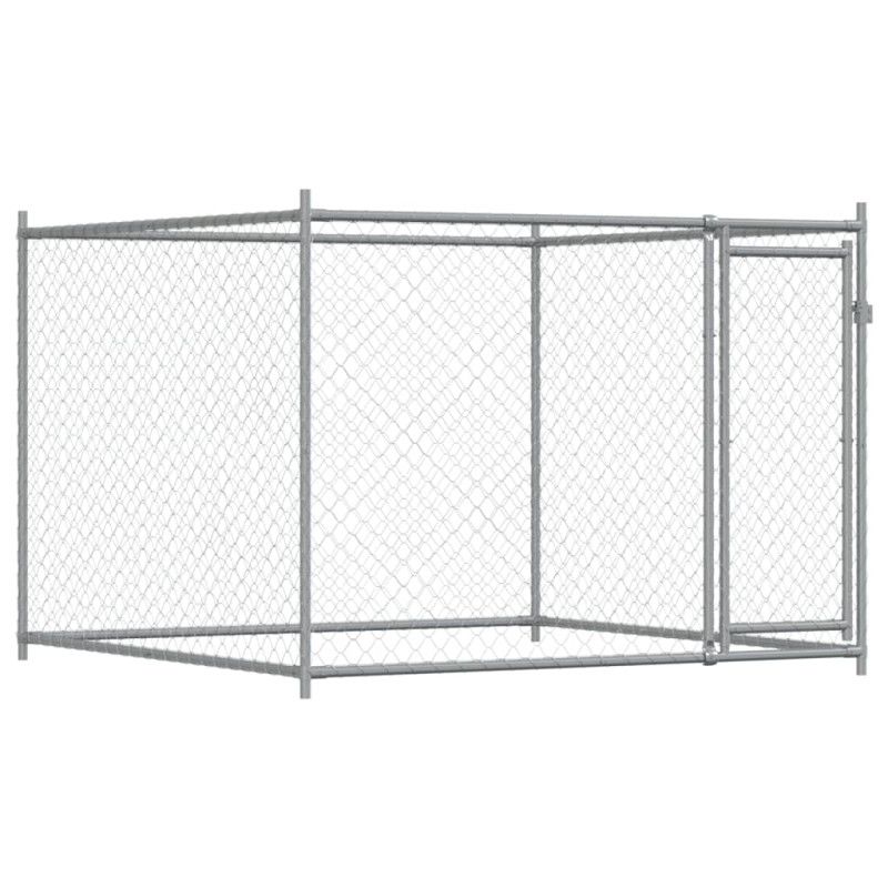 Cage pour chien avec porte gris 2x2x1,5 m acier galvanisé