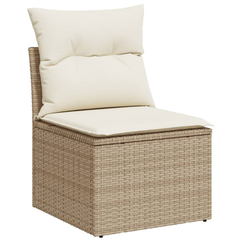 Chaise de jardin sans accoudoirs avec coussins beige poly rotin