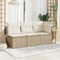 Chaise de jardin sans accoudoirs avec coussins beige poly rotin