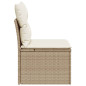 Chaise de jardin sans accoudoirs avec coussins beige poly rotin