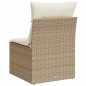 Chaise de jardin sans accoudoirs avec coussins beige poly rotin