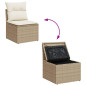 Chaise de jardin sans accoudoirs avec coussins beige poly rotin