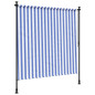 Store roulant d extérieur bleu et blanc 150x270 cm tissu acier