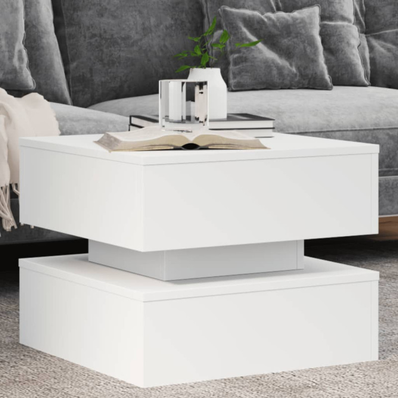 Table basse avec lumières LED blanc 50x50x40 cm