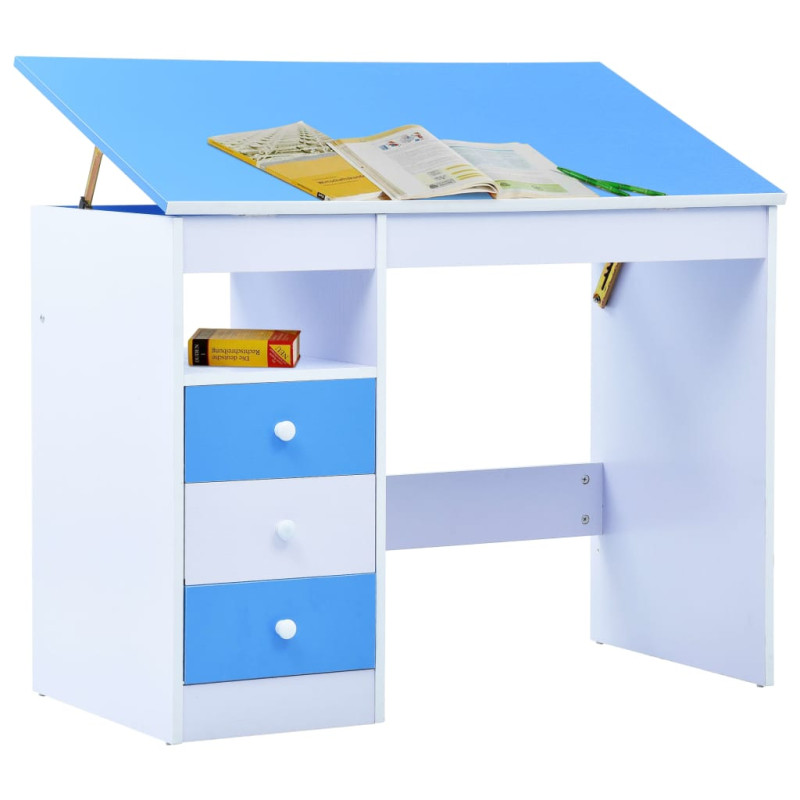 Bureau pour enfants Inclinable Bleu et blanc