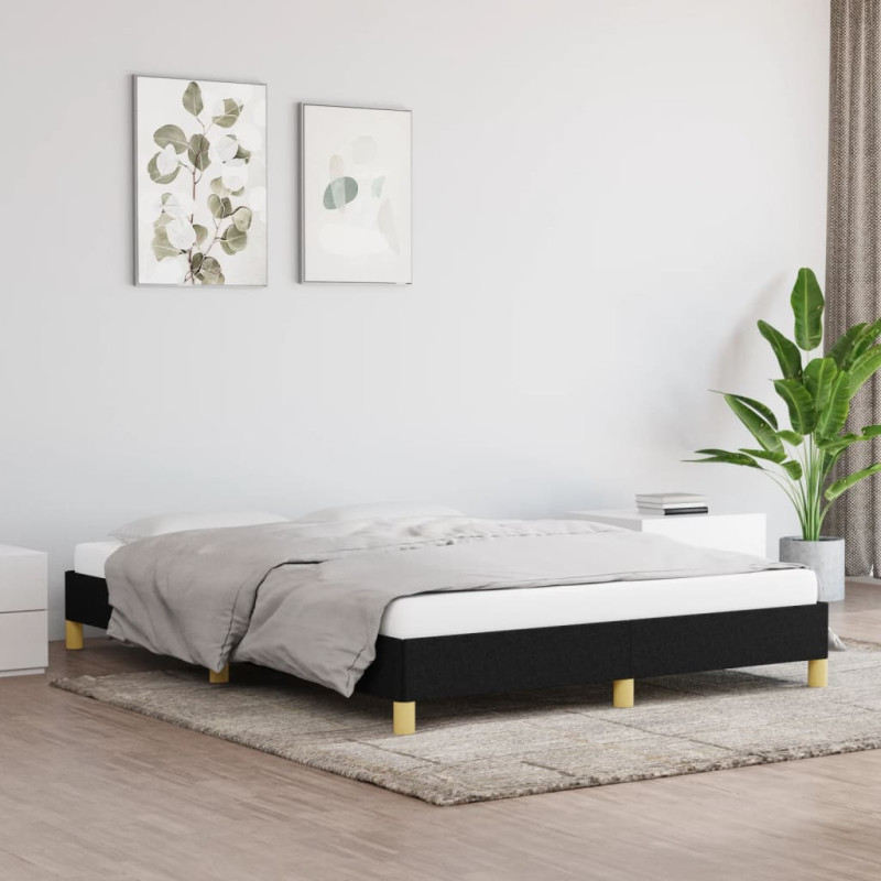 Cadre de lit sans matelas noir 160x200 cm tissu